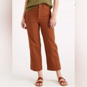 Quince Cropped Wide-Leg Pants in Rust Brown
